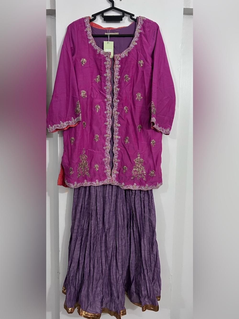 Magenta Embroidered jacket with mauve chundri maxi by Generations in size 12